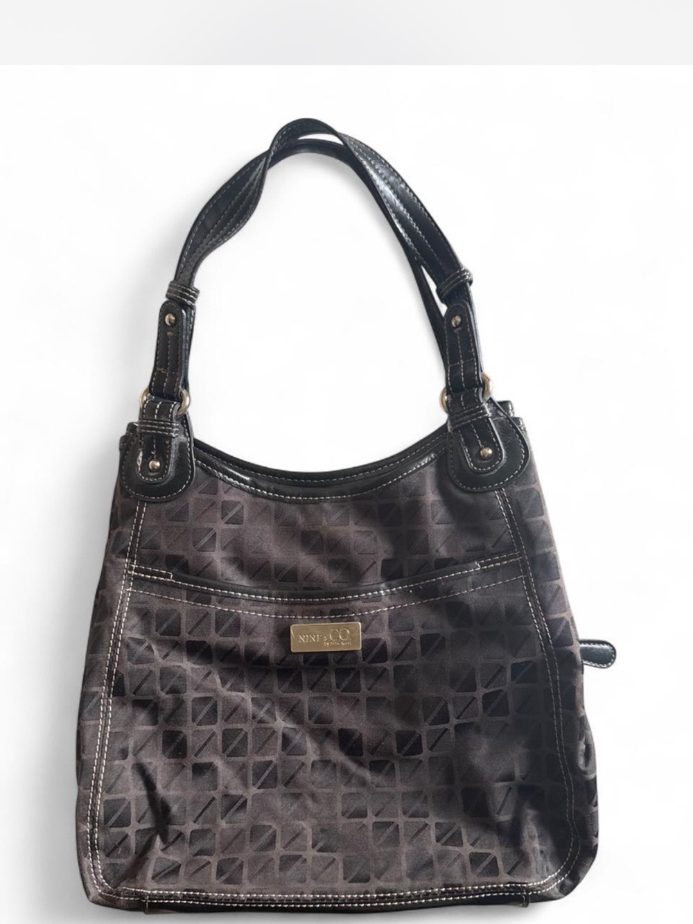 Y2K Nine & Co. Dark Brown Geometric Shoulder Bag